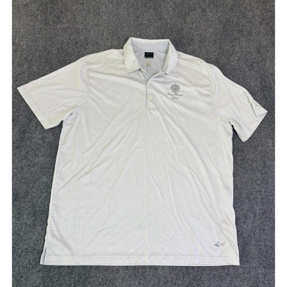 Greg Norman Trump National Doral White Geometric Golf Polo Shirt Mens Size XXL